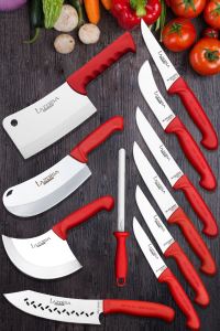 Lazbisa Çelik Silver Profosyonel 11 Parça Mutfak Bıçak Seti Et Ekmek Sebze Meyve Soğan Börek Şef Bıçağı